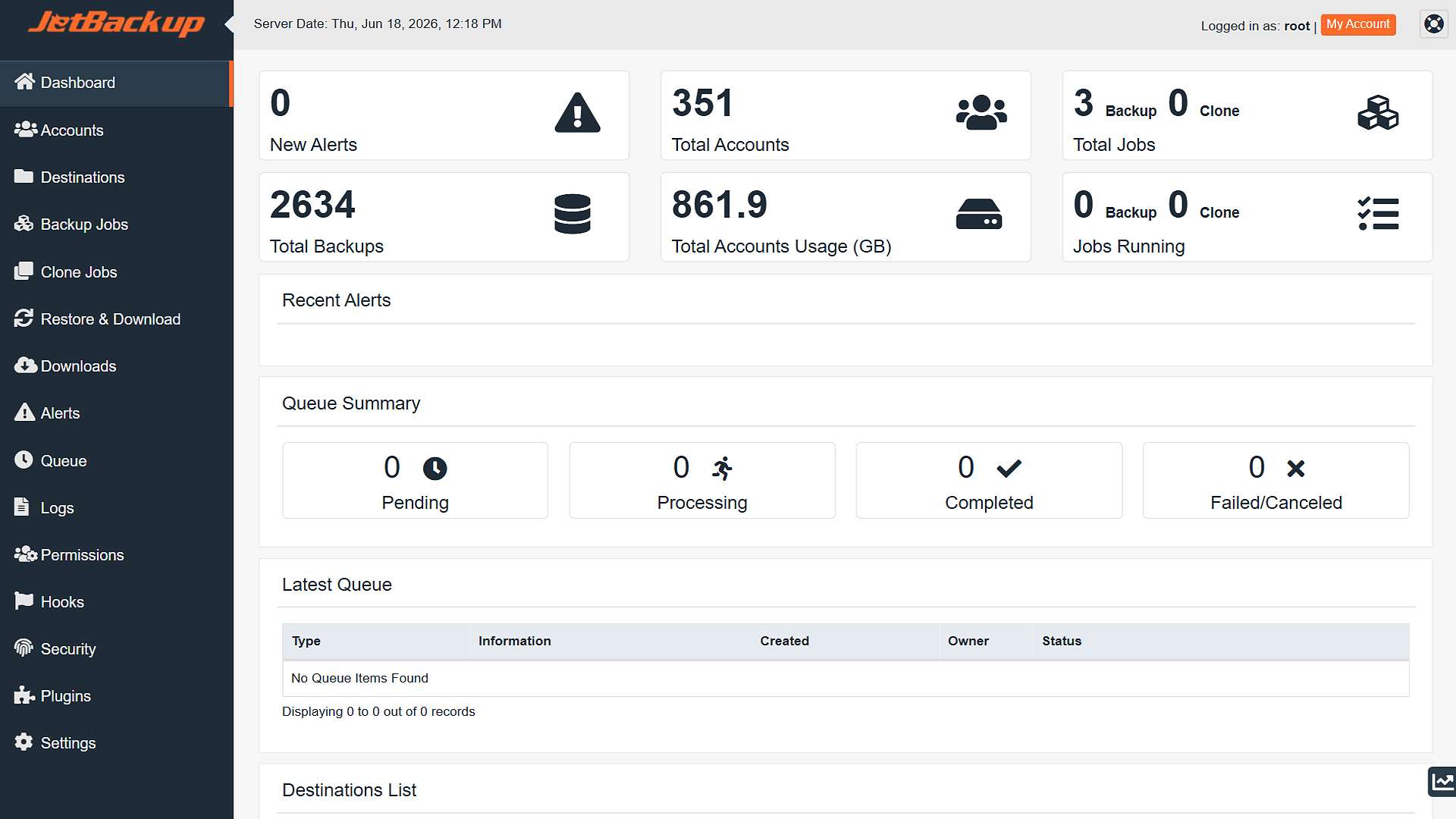 JetBackup License license dashboard preview