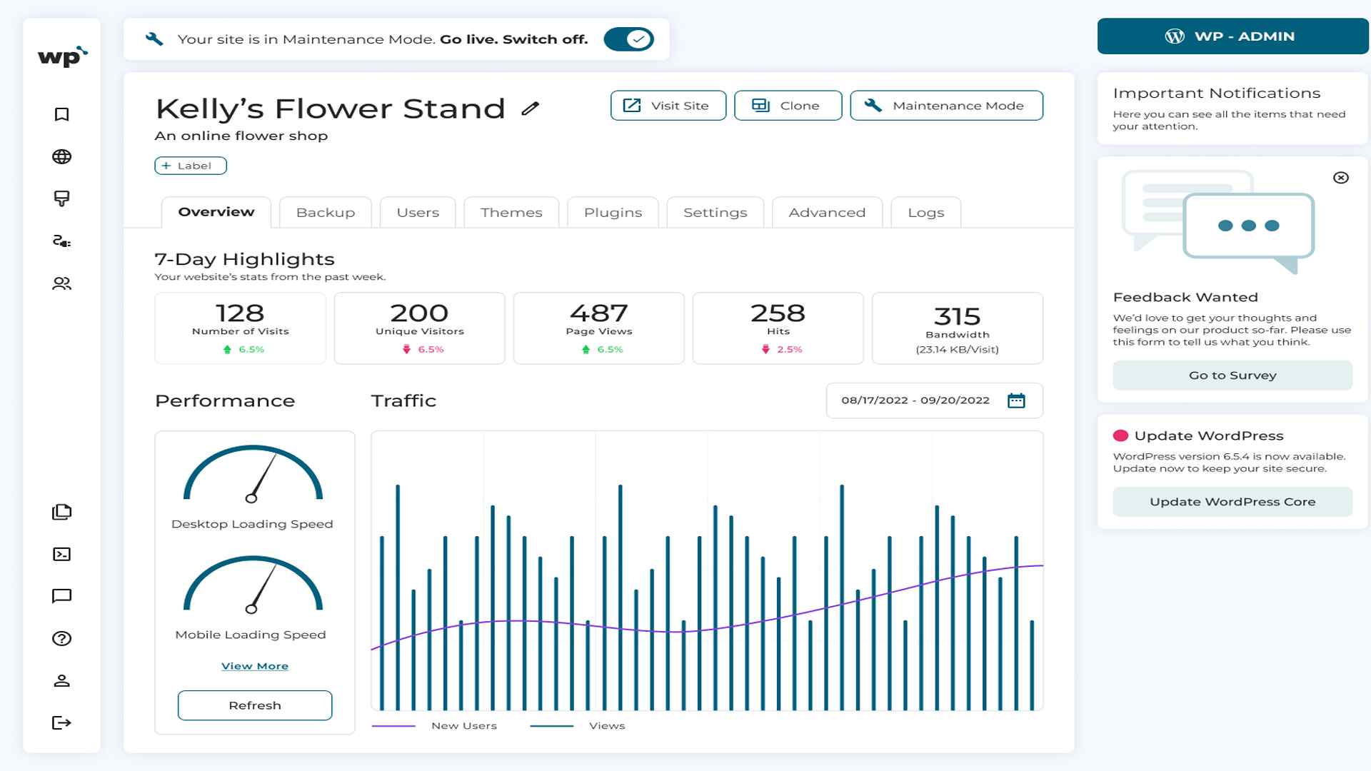 WP Squared License license dashboard preview